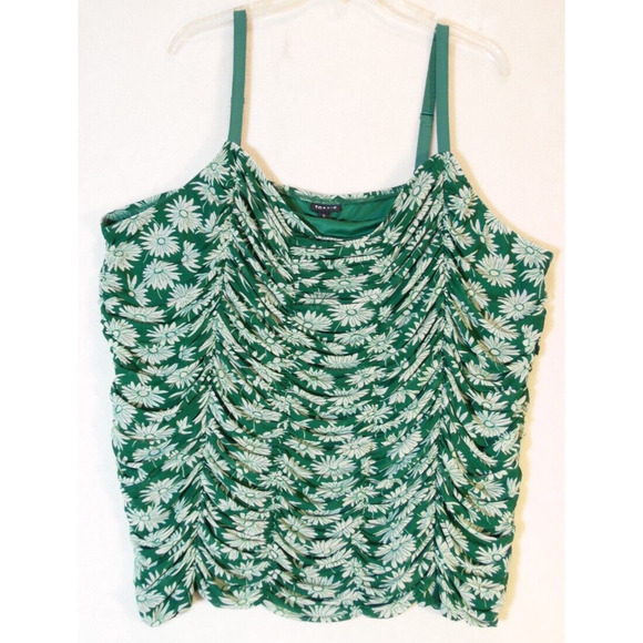 Torrid Tank Top Women 5X Green Stretch Mesh Cropped Shirred Cami NWT - Picture 7 of 7
